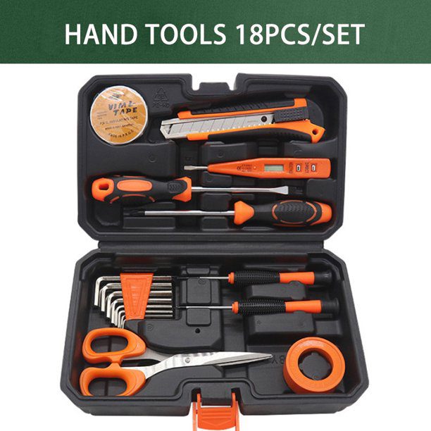 18pcs/set Hand Tool Box Household Maintenance Hardware Tool Box Set Multifunctional Portable Auto Repair Electrician Maintenance Set