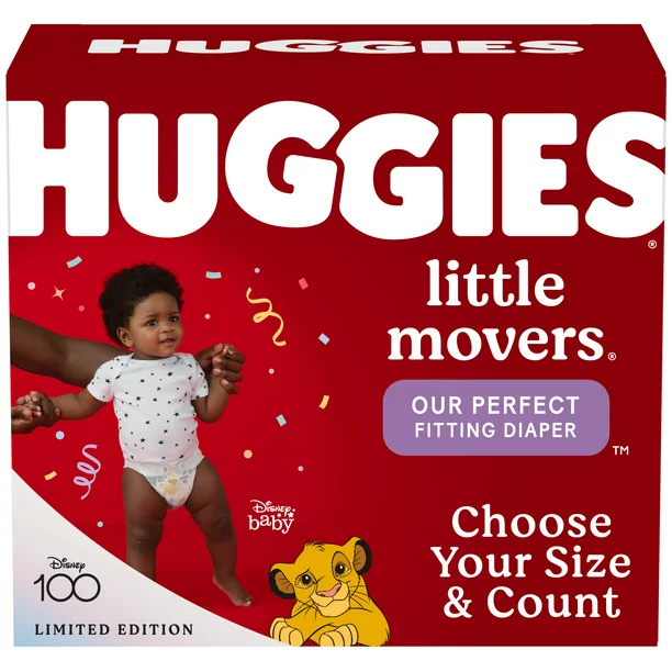 Huggies Little Movers Baby Diapers, Size 4, 104 Ct