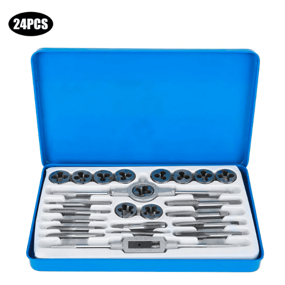 Khall Hardware Supplies,Hand Tapping Tools,24Pcs Threaded Tap And Die Set Hand Operated Industrial Tool Iron Box Hardware Supplies